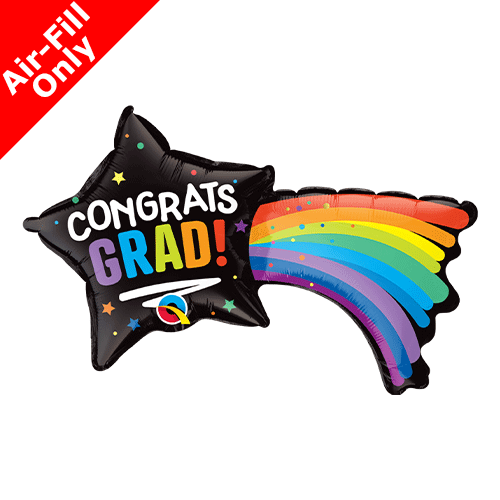 14 inch Congrats Grad Rainbow Star Foil Balloon (1) - UNPACKAGED
