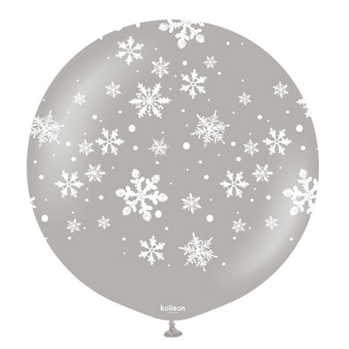 24 inch Snowflake Grey Kalisan Latex Balloon (1)