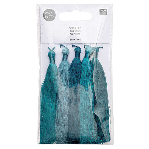 Sea Blue Fabric Tassels - 9cm (5)