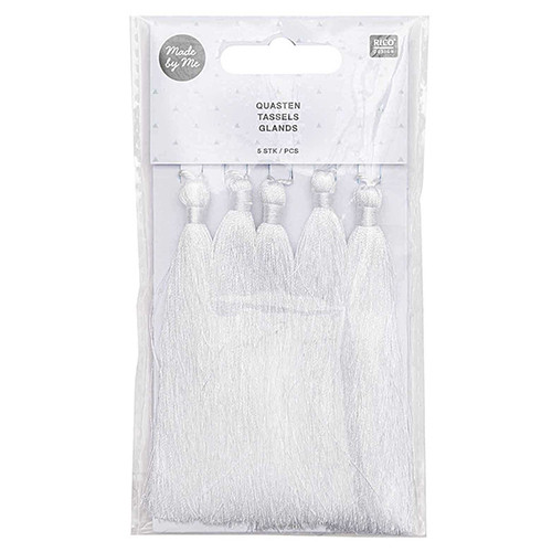 White Fabric Tassels - 9cm (5)