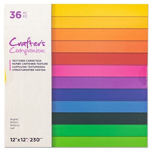 Brights Assorted 12" x 12" Textured Cardstock Pack (36 Sheets)