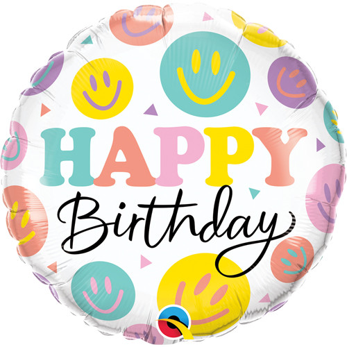 18 inch Happy Birthday Colourful Smiles Foil Balloon (1)
