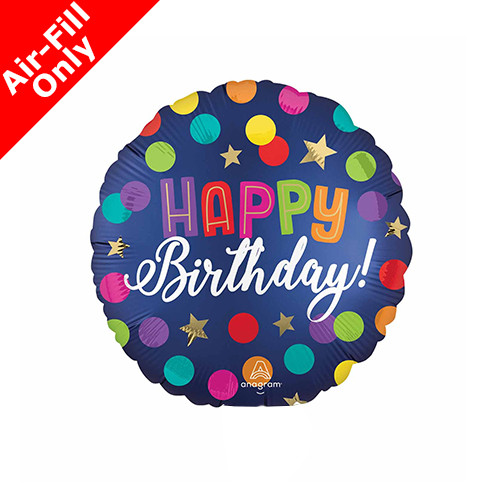 9 inch Birthday Blue Confetti Foil Balloon (1) - UNPACKAGED