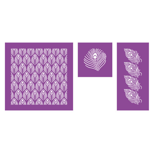 Peacock Feathers Card Stencil Set (3)