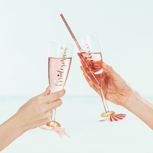 Bride & Bridesmaid Rose Gold Glass Stickers (6)