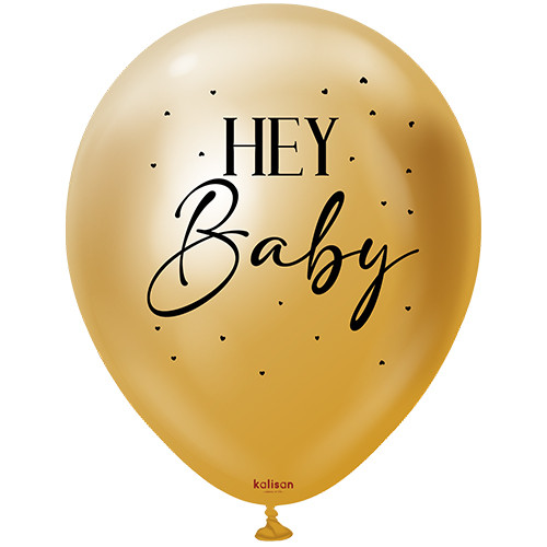 18 inch Hey Baby Print Gold Kalisan Latex Balloons (2)