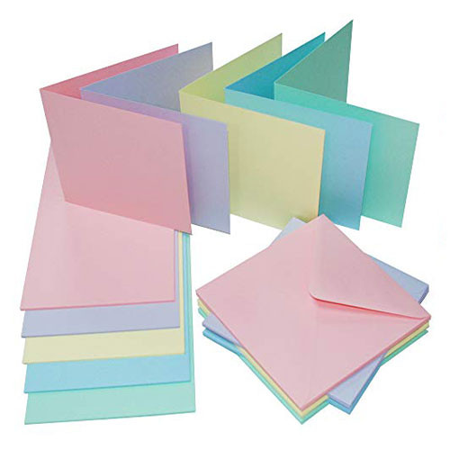Assorted Pastel Cards & Envelopes - 6" x 6" (40)