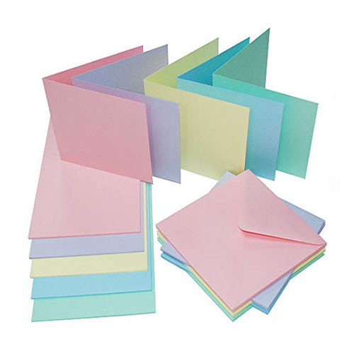 Assorted Pastel Cards & Envelopes - 5" x 5" (50)