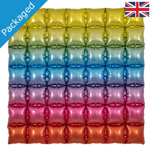 36" Rainbow Waffle Square Foil Balloon (1) - PACKAGED