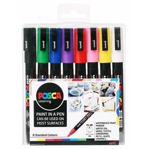 POSCA Assorted Fine Bullet Tip Paint Pen Set (8)