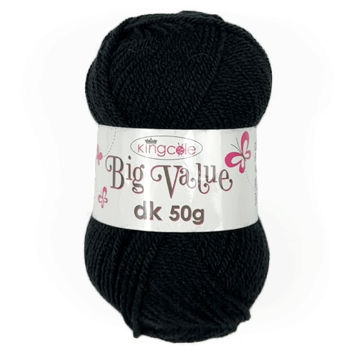 King Cole Big Value DK Black Acrylic Yarn - 50g (1)