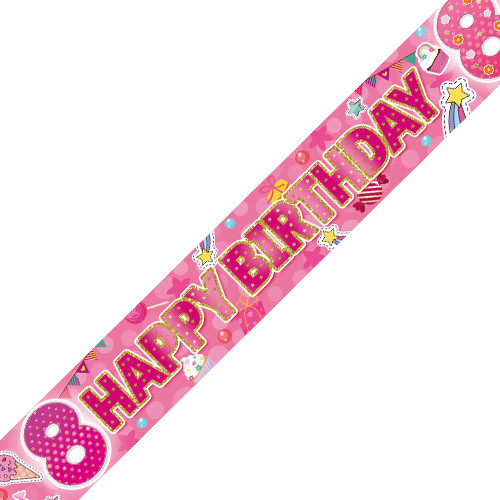 Age 8 Sweet Treats Holographic Birthday Banner - 2.7m (1)