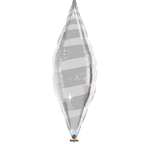 38" Silver Taper Swirl Foil Balloon (1) - UNPACKAGED