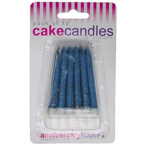 Blue Glitter Candles (12)