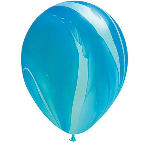 11" Blue Rainbow SuperAgate Latex Balloons (25)