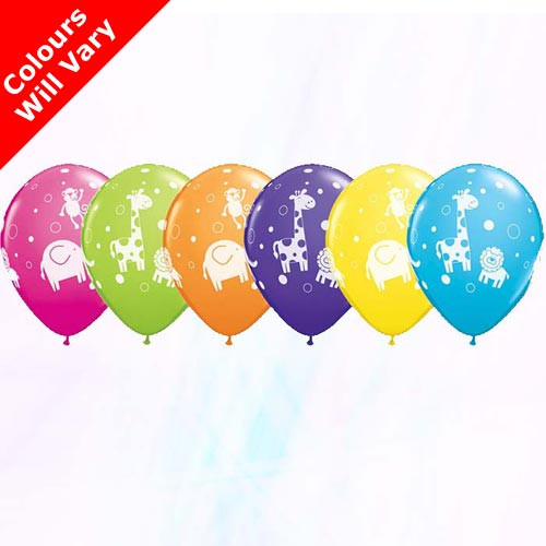 11 inch Cute & Cuddly Jungle Animals Latex Balloons (6)