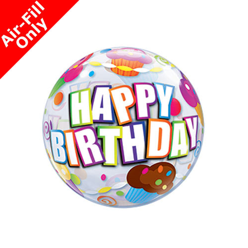 12 inch Birthday Cupcakes Bubble Balloons (10)