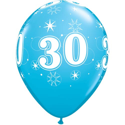 11" Robin's Egg Blue 30 Sparkle-A-Round Latex Balloons (25)