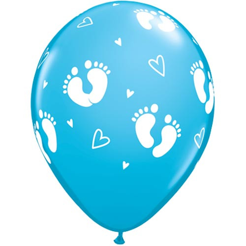 11 inch Blue Baby Footprints Latex Balloons (25)