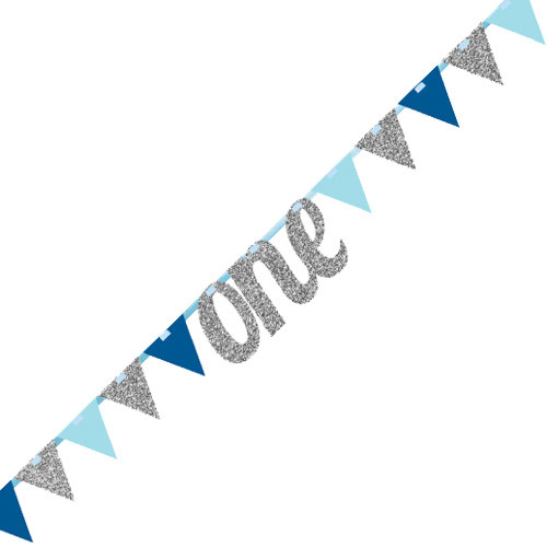 Blue One Glitter Birthday Banner - 2.7m (1)