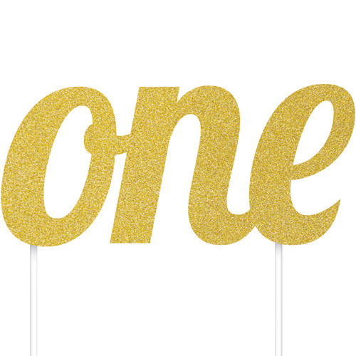 Gold Glitter One Cake Topper (1)