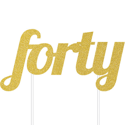 Gold Glitter Forty Cake Topper (1)