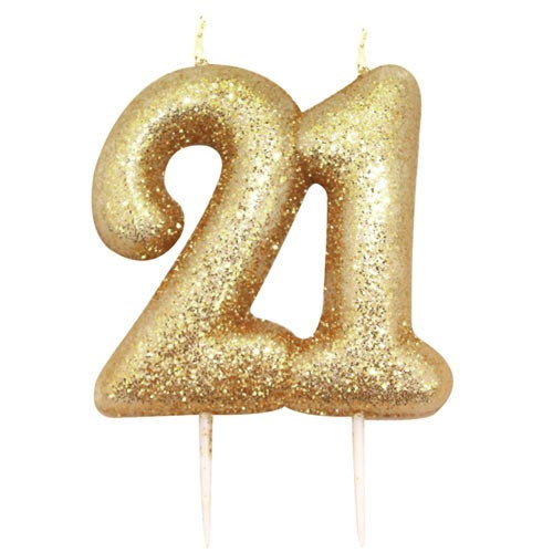 Age Twenty One Gold Glitter Candle (1)