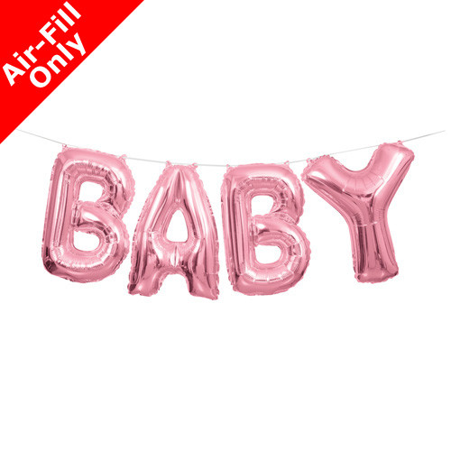 14 inch Pink Baby Foil Letter Balloon Banner Pack (1)