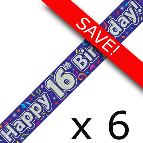 Pack of 6 16th Birthday Streamers Banners - 2.7m