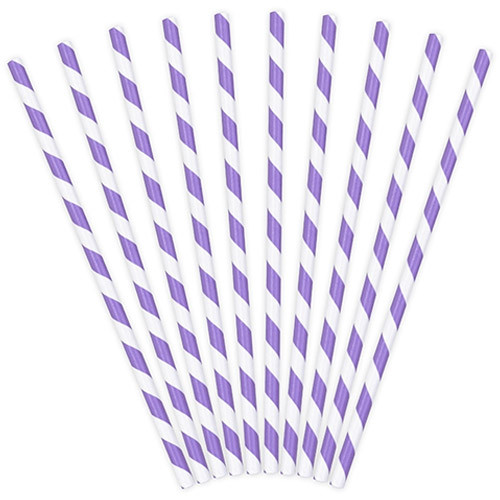 Lilac Striped Paper Straws (10)