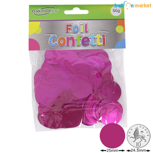 25mm Satin Pearl Fuchsia Foil Confetti (50g)