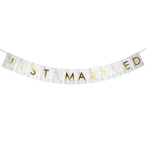 Scripted Marble Just Married Paper Bunting - 2.5m (1)