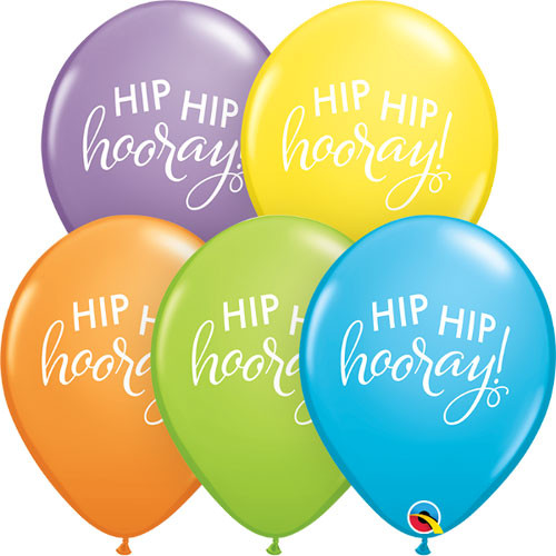 11 inch Hip Hip Hooray Assorted Latex Balloons (25)