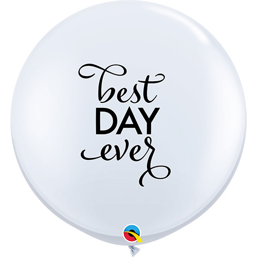 3ft Best Day Ever White Latex Balloon (2)