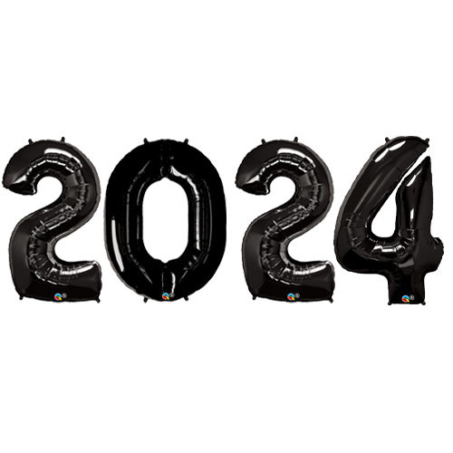 2024 - 34 inch Black Foil Number Balloon Pack (1)