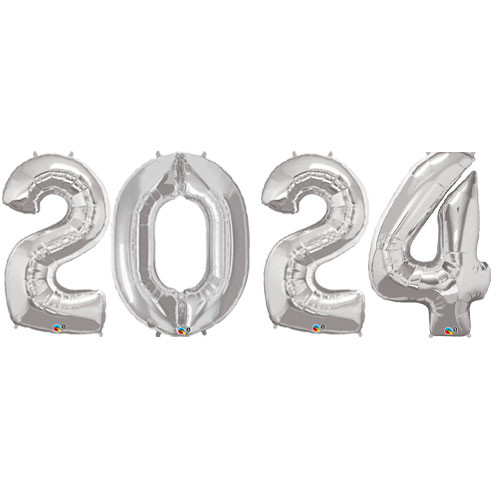 2024 - 34 inch Silver Foil Number Balloon Pack (1)