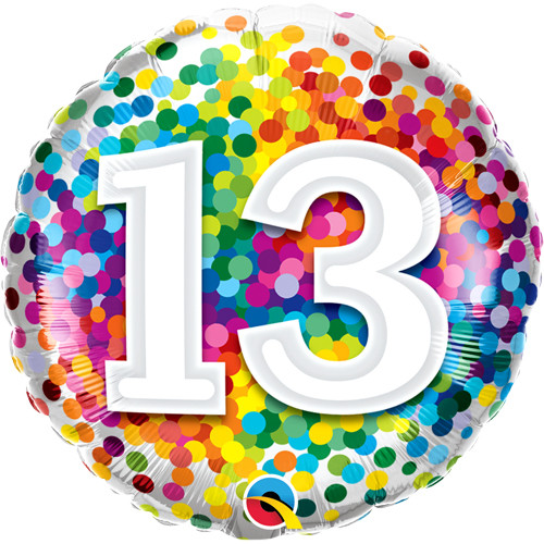 18 inch Rainbow Confetti 13 Foil Balloon (1)