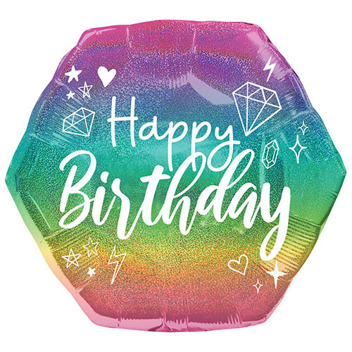 23 inch Birthday Sparkle Holographic Supershape Foil Balloon (1)