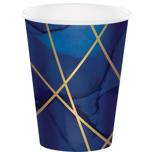 Navy & Gold Geode Foil Stamped Paper Cups (8)