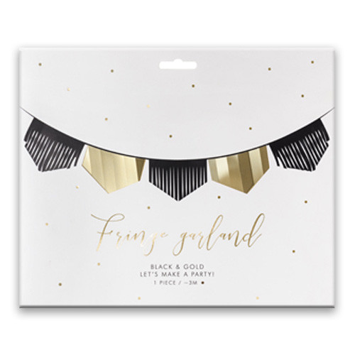 Black & Gold Scalloped Fringe Garland - 3m (1)