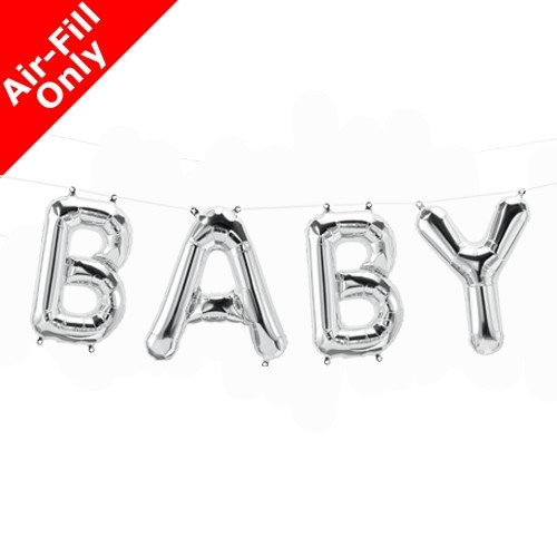 BABY - 16 inch Silver Foil Letter Balloon Kit (1)