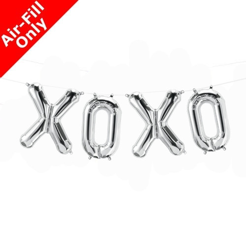 XOXO - 16 inch Silver Foil Letter Balloon Kit (1)