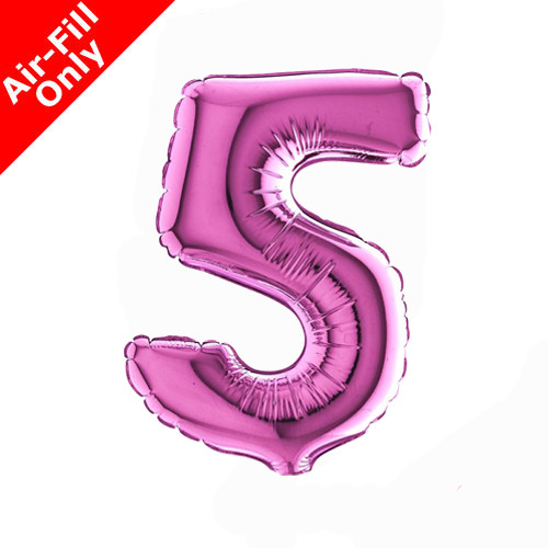 7 inch Fuchsia Number 5 Foil Balloon (1) - UNPACKAGED