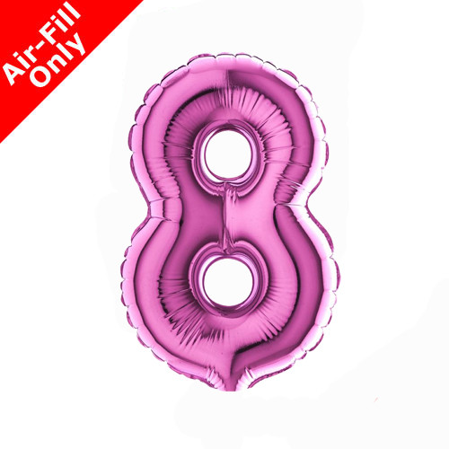 7 inch Fuchsia Number 8 Foil Balloon (1) - UNPACKAGED