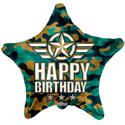 18 inch Camouflage Happy Birthday Star Eco Foil Balloon (1)