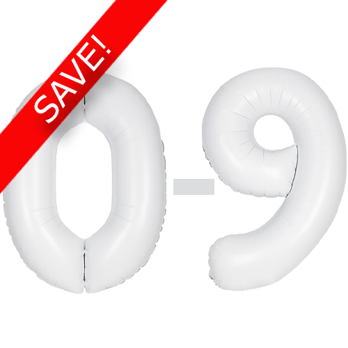 34 inch Unique Matte White Numbers Starter Kit - 36 Balloons