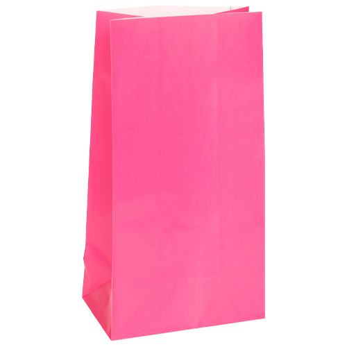 Hot Pink Paper Treat Bags (12)