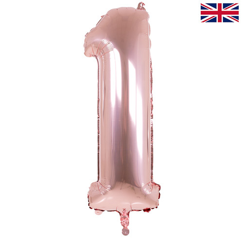 34 inch Oaktree Rose Gold Number 1 Foil Balloon (1)