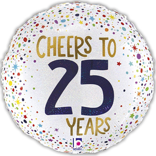 18 inch Cheers To 25 Years Glittergraphic Round Foil Balloon (1) 18 inch Cheers To 25 Years Glittergraphic Round Foil Balloon (1)