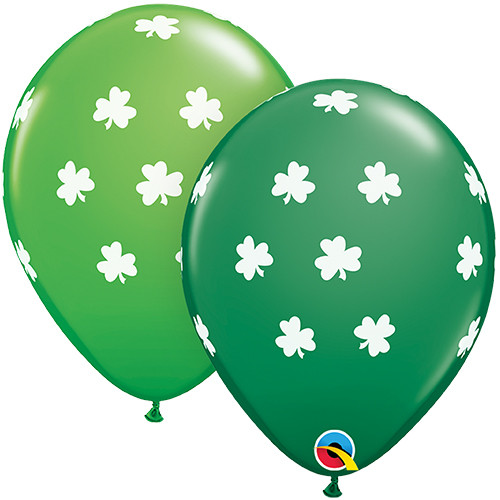11 inch Big Shamrocks Green Assorted Latex Balloons (25)